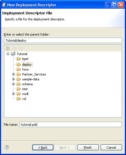 New Deployment Descriptor wizard, page one