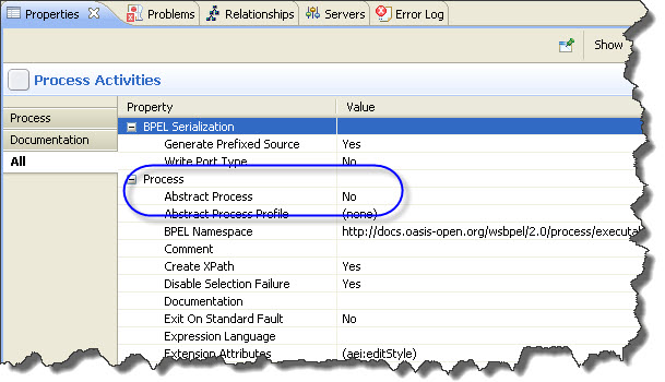 Showing Abstract Process set to No