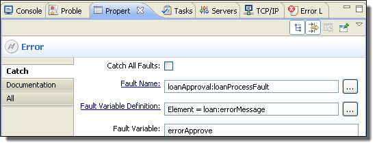 Properties for error variable in Catch activity