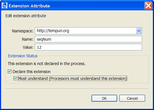 Extension attribute dialog