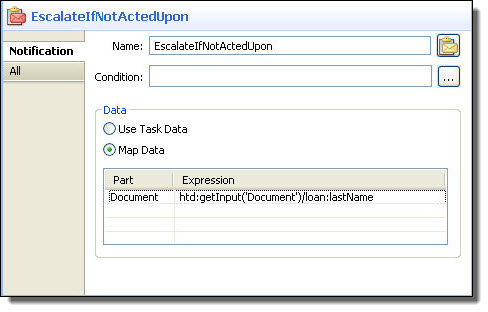 data mapping in a notification as an escalation