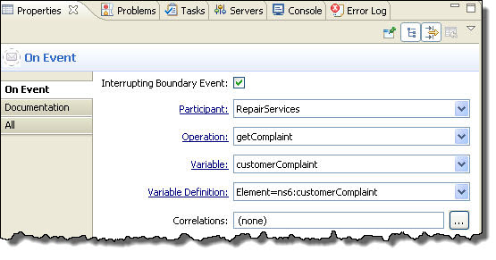 Properties of interrupting boundary event