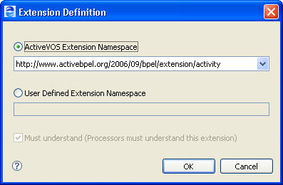 Extension Definition dialog