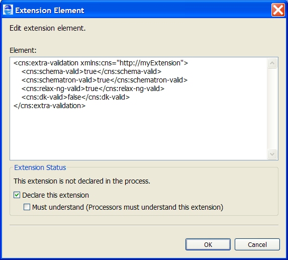 Extension element dialog