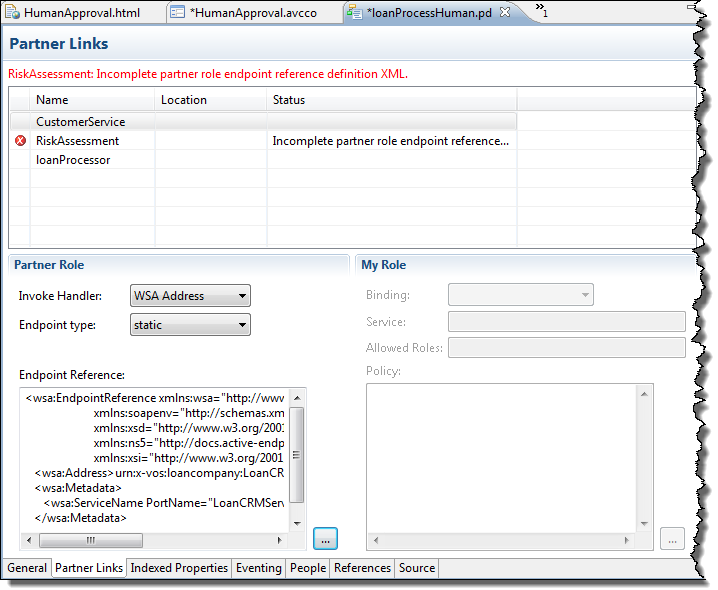 Partner Link tab with endpoint reference