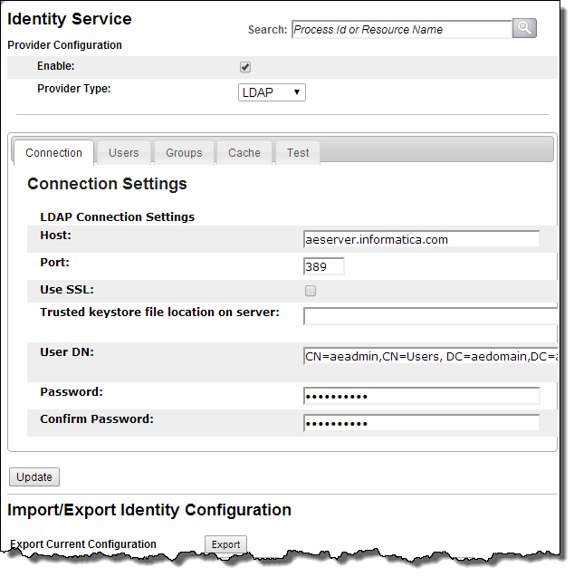 Identity Service: Connection Settings for LDAP
