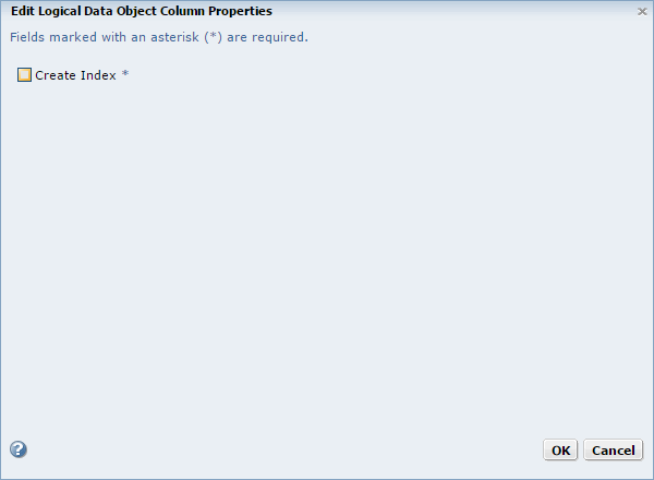 The dialog box contains a Create Index checkbox.