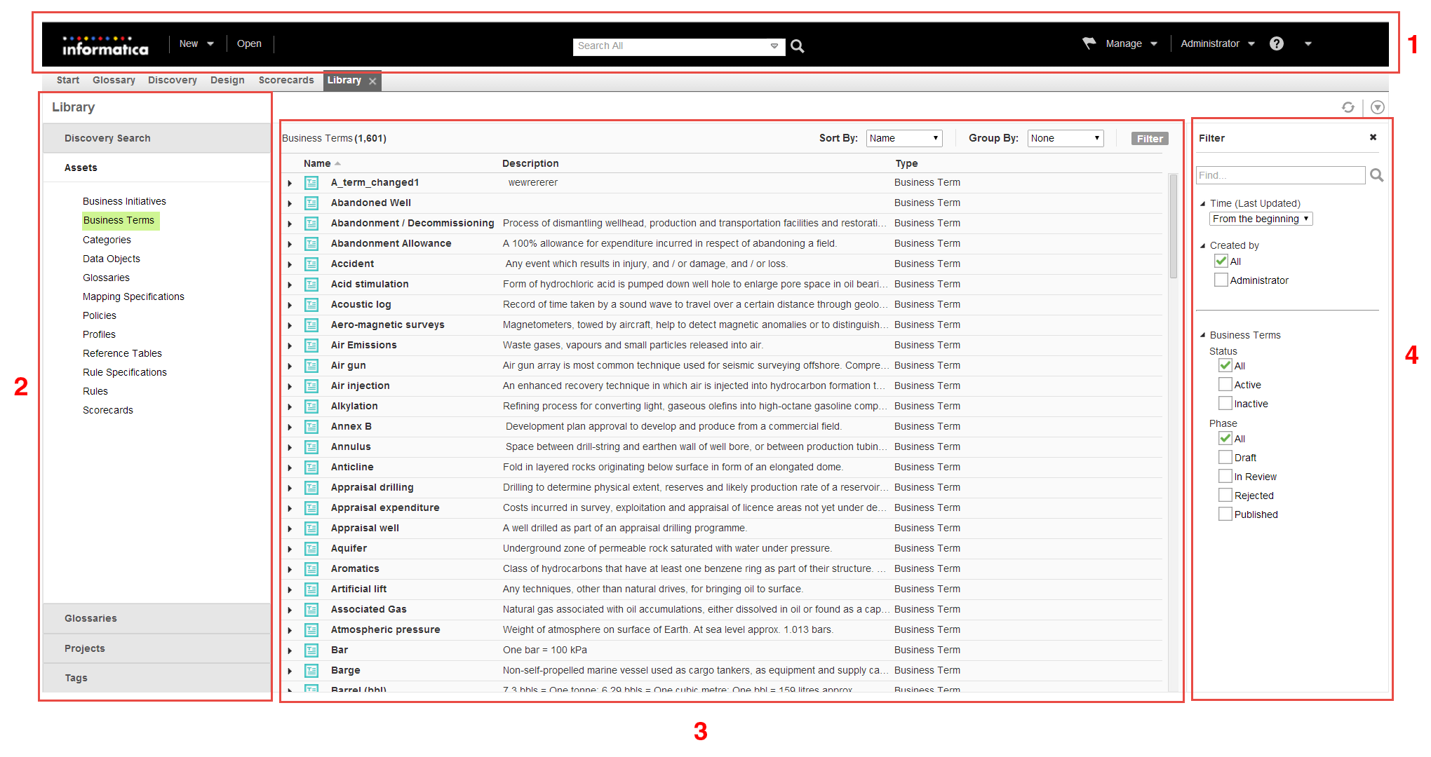 Lirbrary workspace shows the header area, the Library Navigator, the asset list, and the Filter panel.