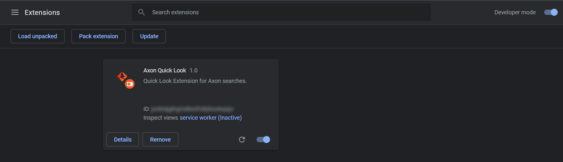 The image depicts the Extensions page in Google Chrome with Developer mode enabled.