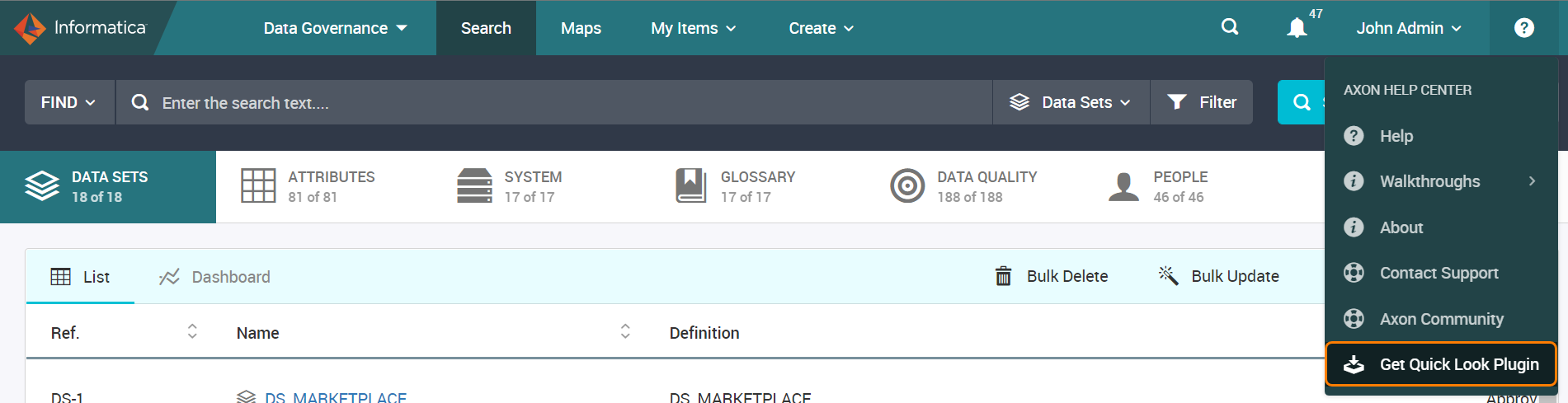 The image depicts the Axon Help Center menu from where you download the Axon Quick Look browser extension. The Get Quick Look Plugin is called out. The image depicts the Axon Help Center menu from where you download the Axon Quick Look browser extension. The Get Quick Look Plugin is called out.