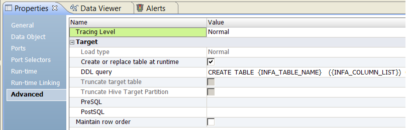 The image shows the DDL query field.