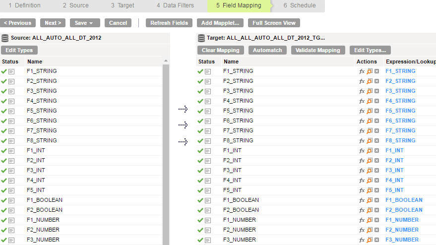 Mapping for data synchronization task