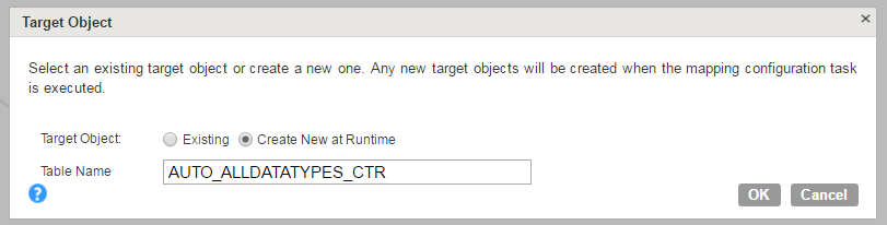 Create a target object at the runtime Create a target object at the runtime