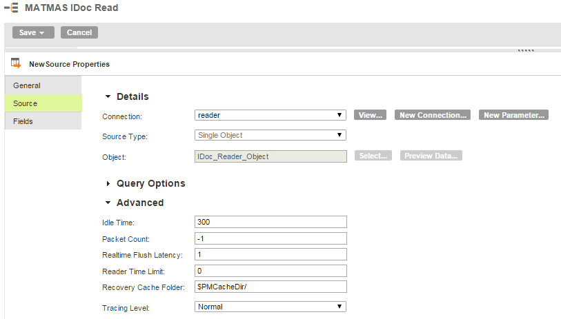 Configure an SAP source for the outbound mapping