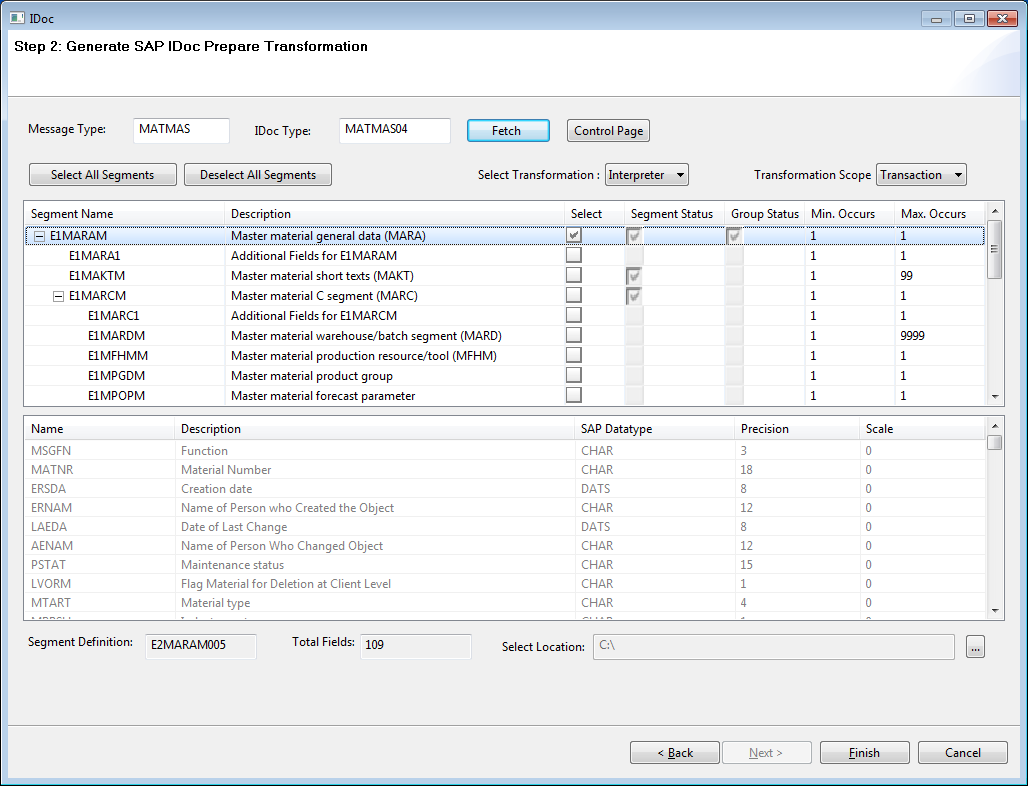 Import the MATMAS metadata using the SAP Metadata utility.