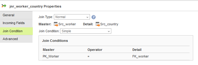 You can view a normal join type with a simple join condition used to join the data.