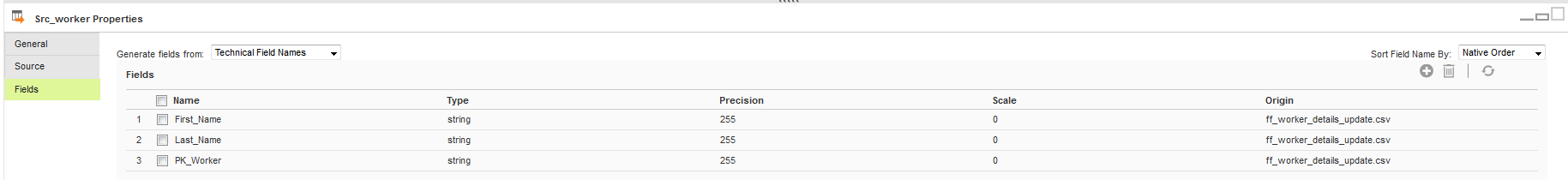 You can view the worker data in the Fields tab of the Source transformation.