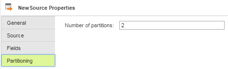 The Number of Partitions field in the Partitioning tab shows that two partitions will be used when the Mapping Configuration task runs.