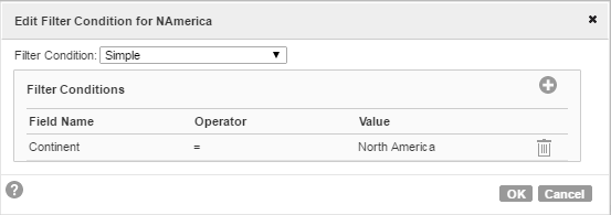 The condition is a simple filter based on the value of the continent.