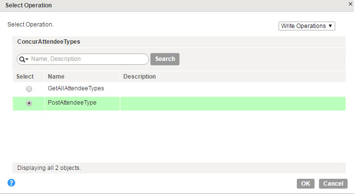 The image displays the PostAttendeeType in the list of write operations.