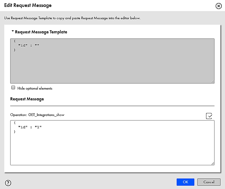 The image shows a validated request message in the Edit Request Message dialog box. The image shows a validated request message in the Edit Request Message dialog box.