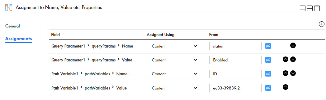 The image shows the name value pairs that you can configure for query parameter and path variable.