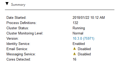 This image shows the sample Server Status page on the new Application Integration UI