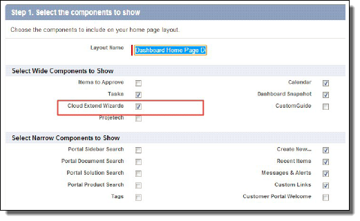 Selecting the components to show