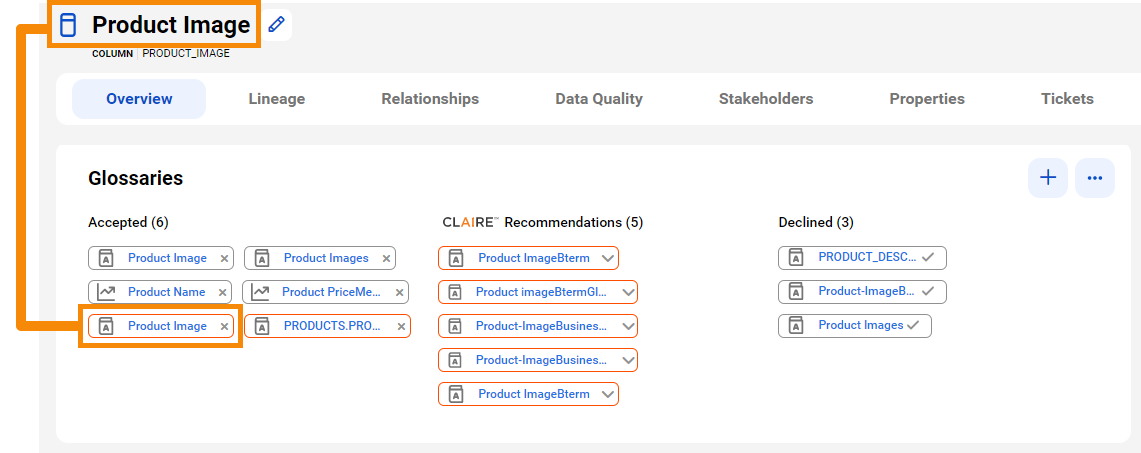 Image depicting a technical asset where the name is automatically assigned from an associated Glossary asset.