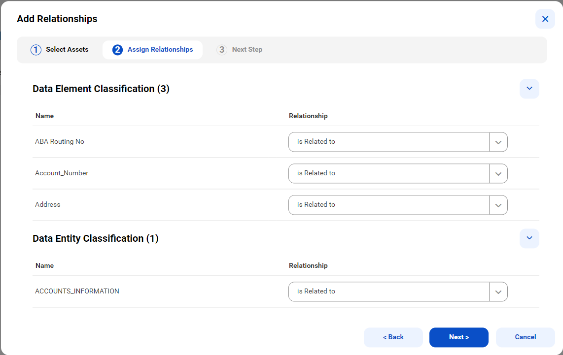 Image depicting the assign relationships page