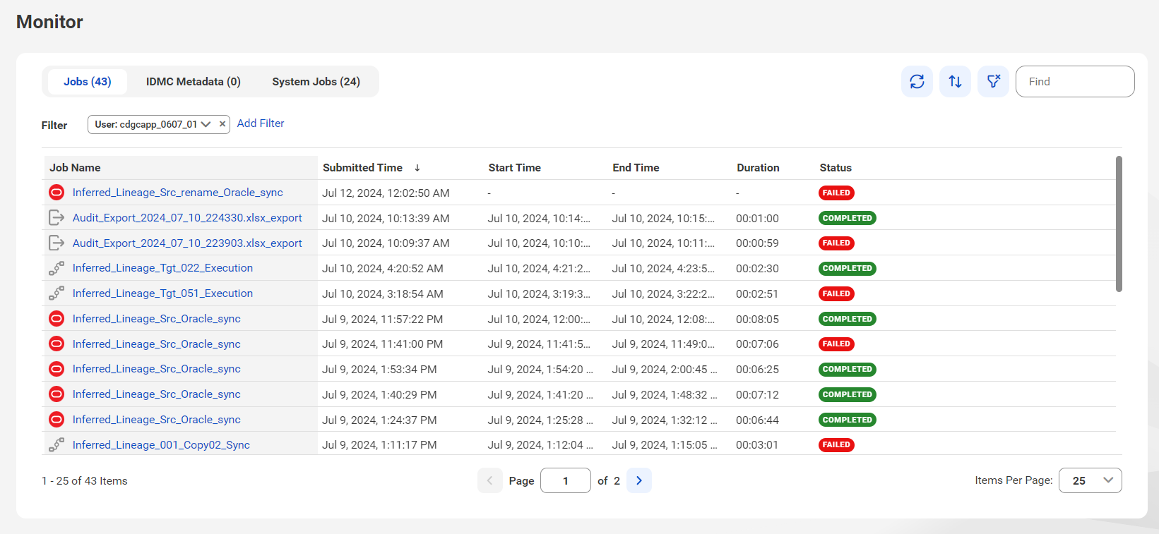 Image of the Monitor page.