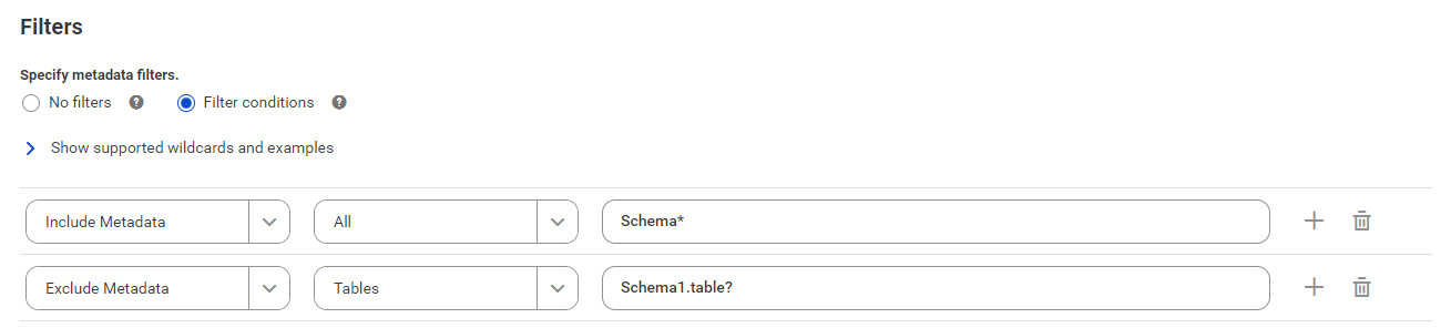 The image shows a sample filter with one include condition and one exclude condition.