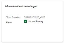 The Informatica Cloud Hosted Agent panel shows the status of the Hosted Agent.