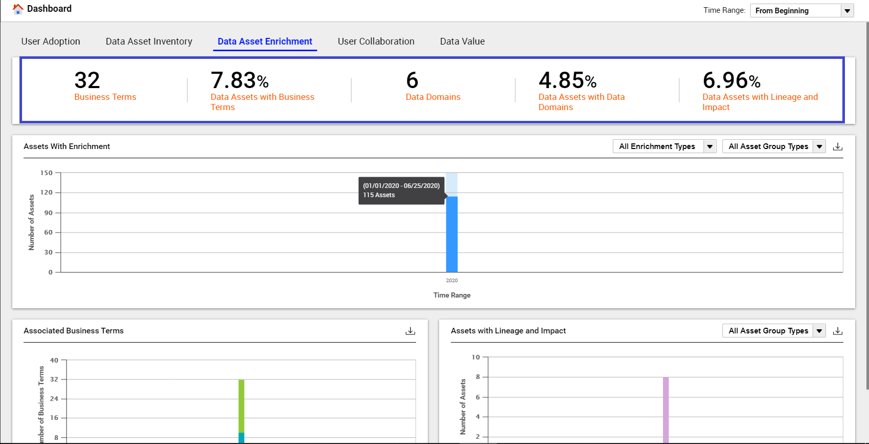 The image displays the sample Data Asset Enrichment tab.