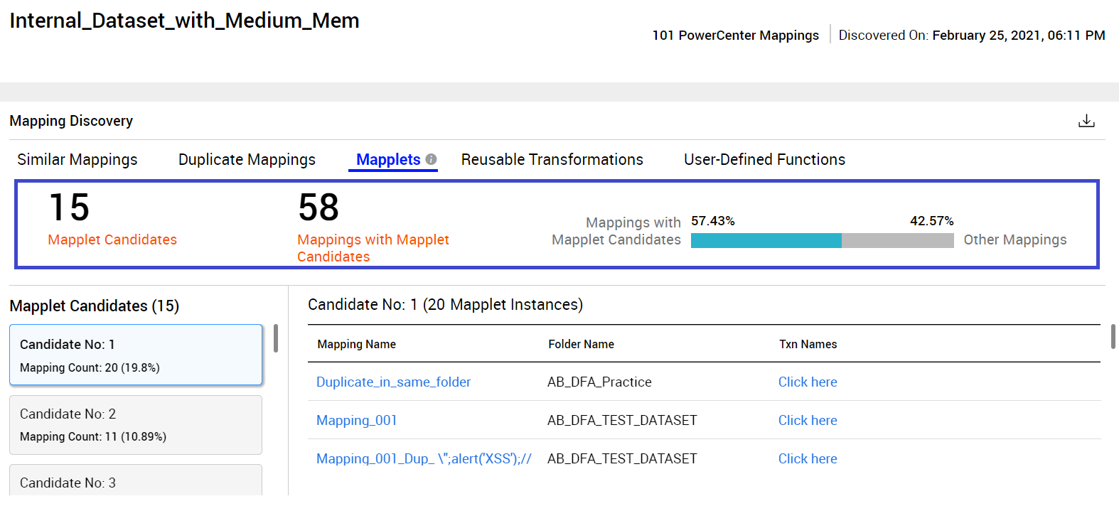 The image contains a sample Mapping Discovery section with the Mapplets tab selected.