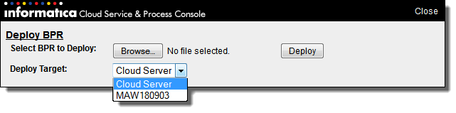 Deploy dialog
