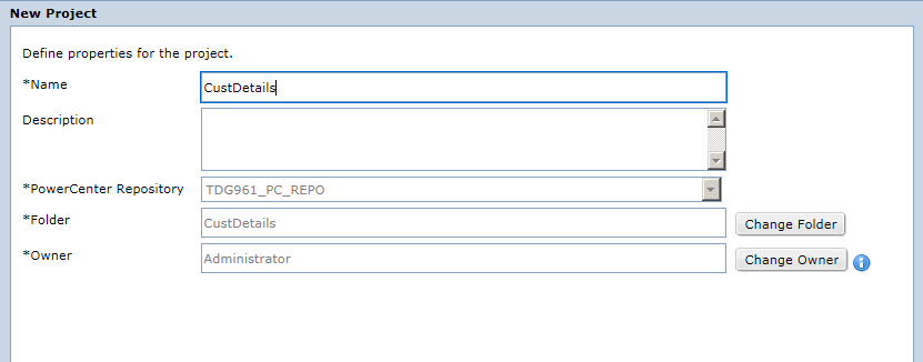 The New Project dialog box displays the project properties that you entered in the task.