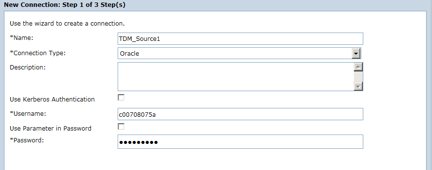 The New Connection dialog box shows the connection properties that you entered in the task.